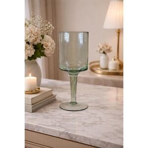 Vintage Clear Glass Hurricane Candle Holder Pedestal Vase 9.5" x 4"